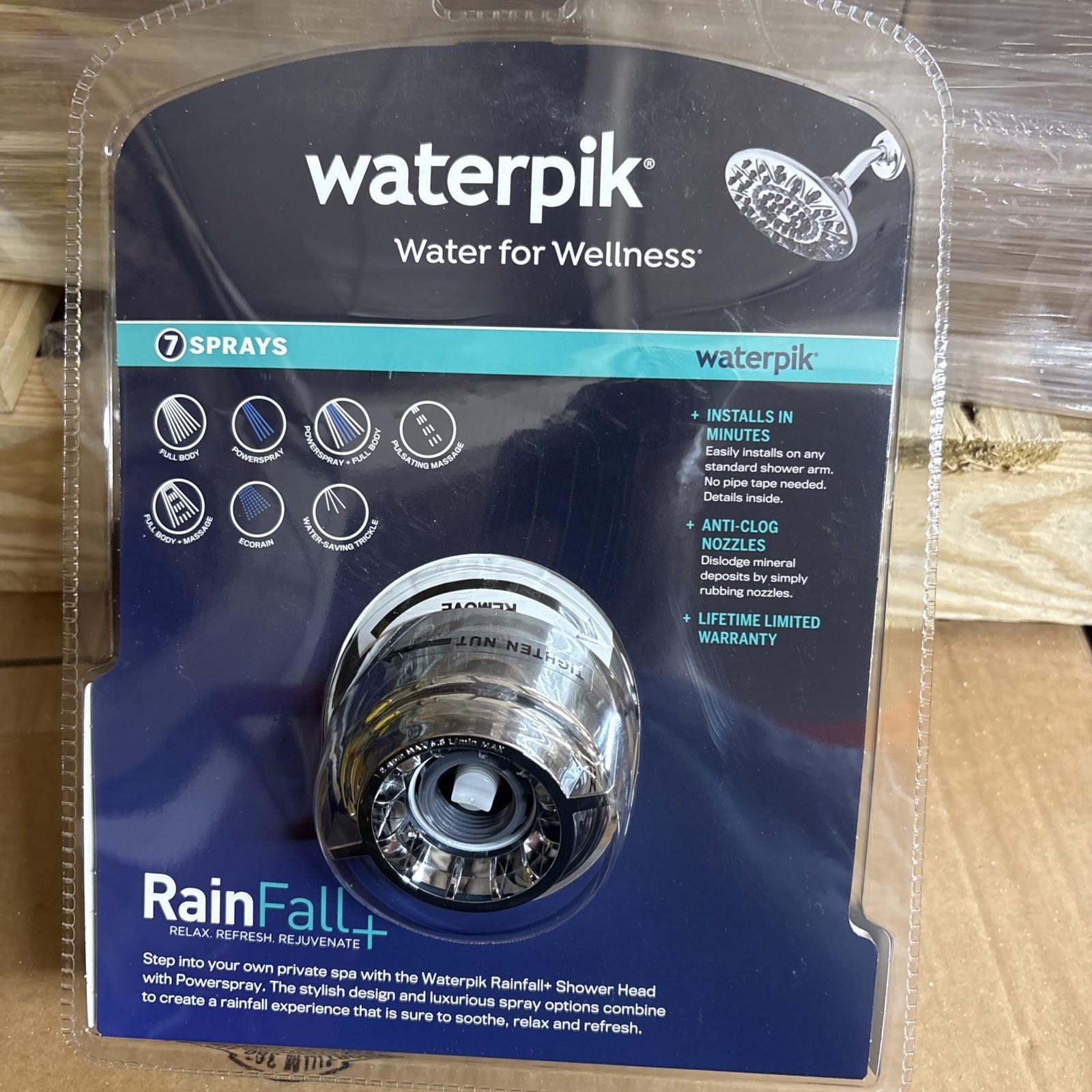Waterpik Chrome 7 Mode RainFall+ Rain Shower Head. Shower Head