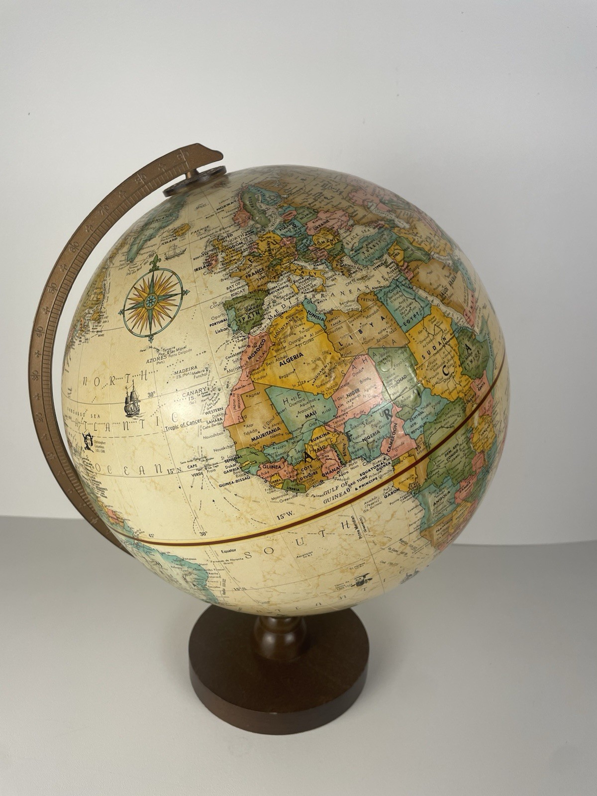 Vintage Replogle 12” World Classic Series Globe Raised Relief Mid-century Map