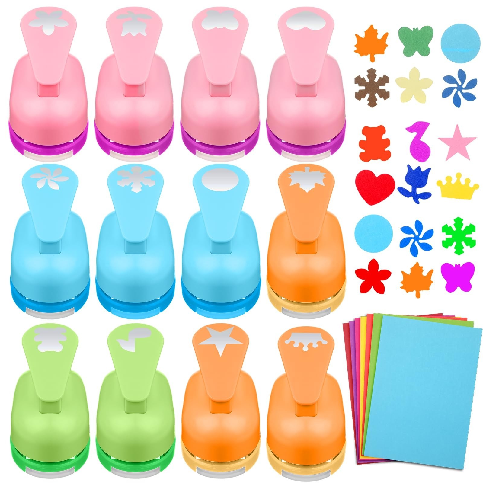 Motipuns 12 Pcs Craft Holes Punch Paper Punchers Scrapbook Punches with Craft...