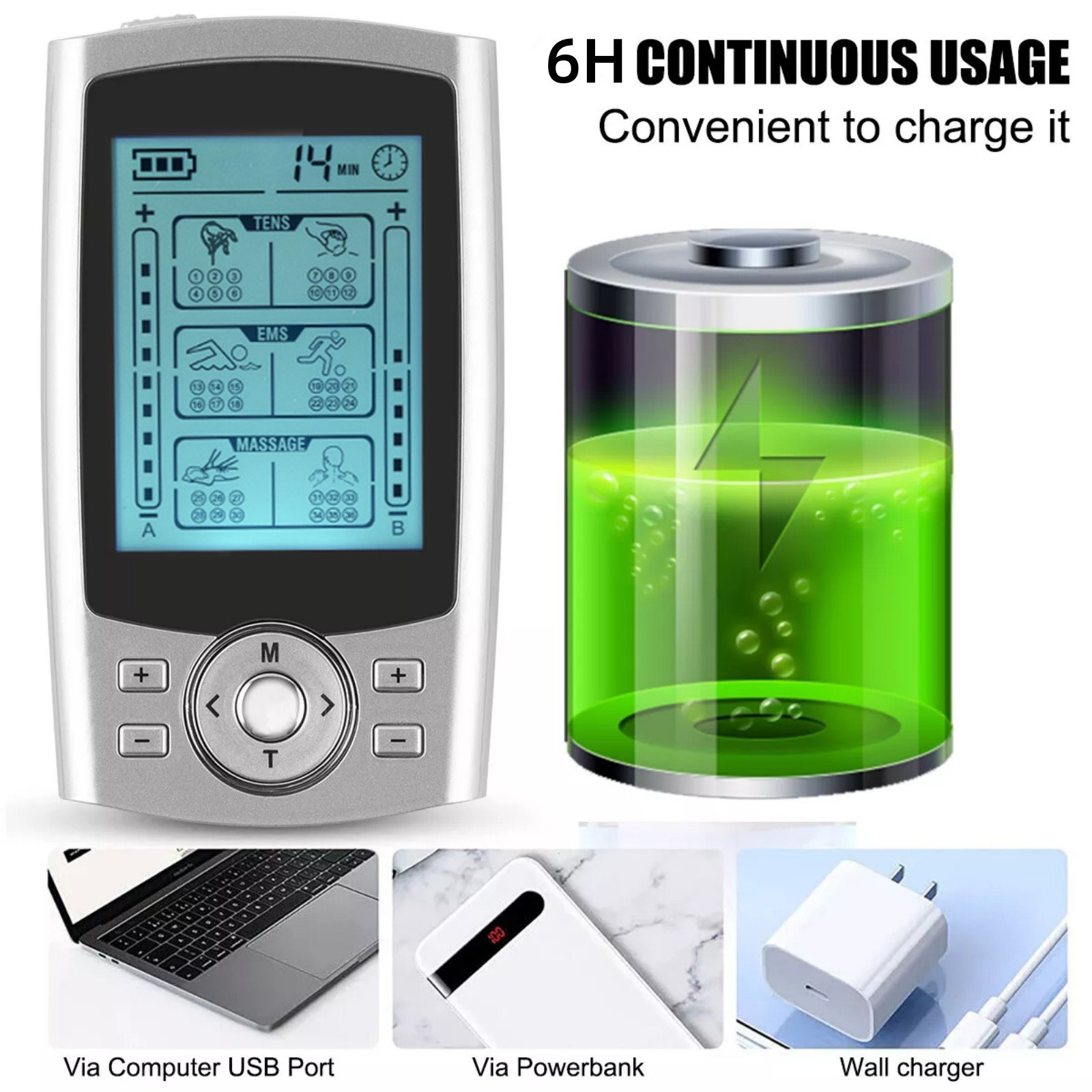 Multifunction Tens Unit Muscle Stimulator Machine Pulse Massager Device