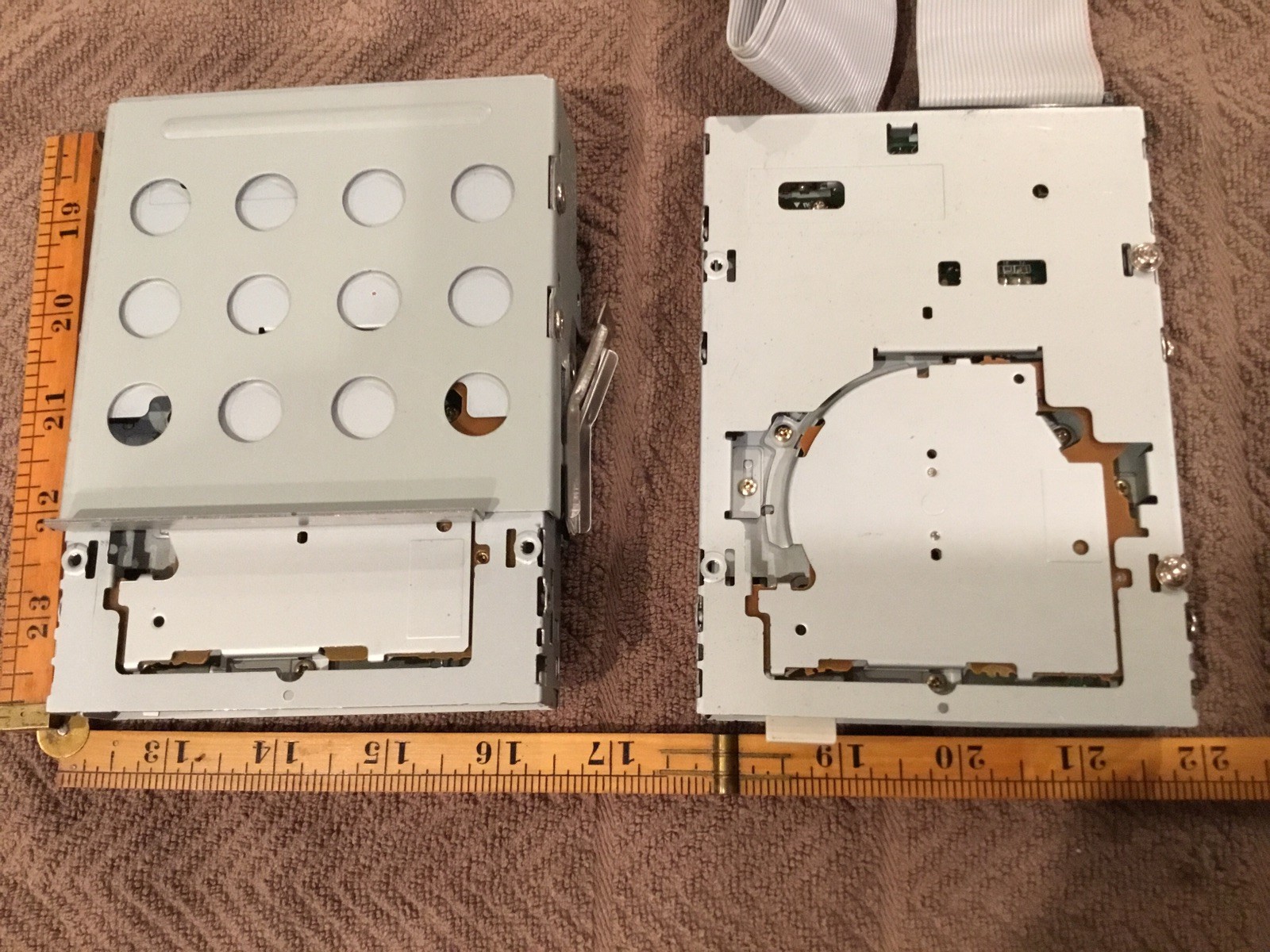 Two Mitsumi D359M3D 3.5" Internal Floppy Drive W/ Ribbon Cable Missing Bezels