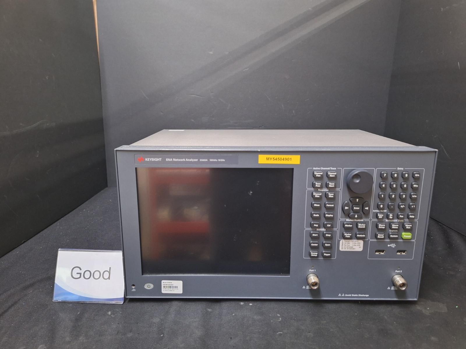 Keysight  E5063A Network Analyzer 100kHz-18GHz, Opt 2H5 006 011 721 731...(4901)