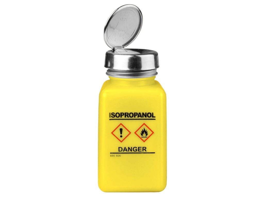 Menda 35249 - durAstatic dissipative HDPE yellow square bottle w/one-touch pump,