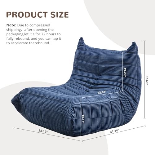 Bean Bag Chair - Corner Sofa, Fireside Chair Bean Bag Sofa Large Single Blue