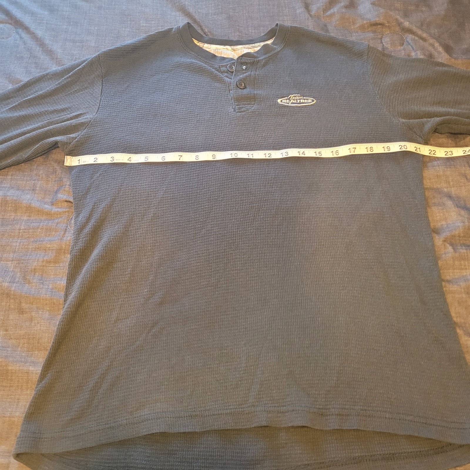 Real Tree Waffle Knit Thermal Shirt Pullover Black Men’s Size M LOGO