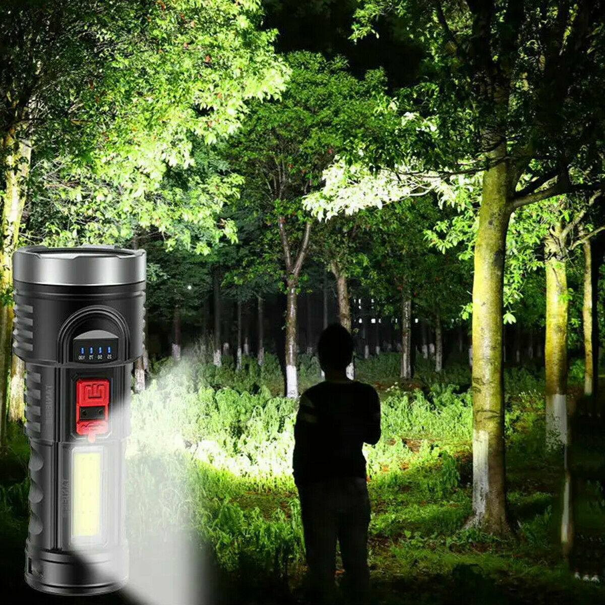 Super Bright LED Torch Tactical Flashlight USB Rechargeable & Battery