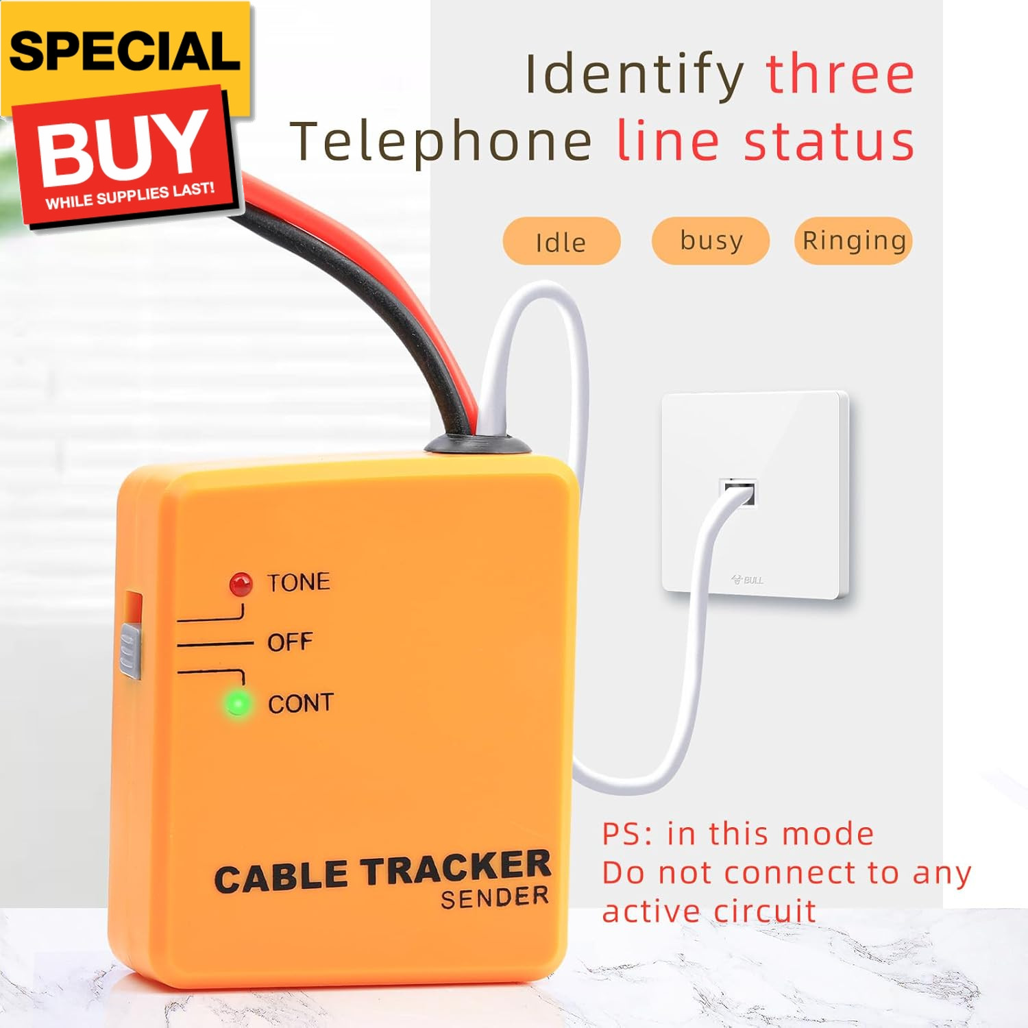 Yellow Cable Finder Tone Generator Probe Tracer Wire Tracker Cable Circuit Teste