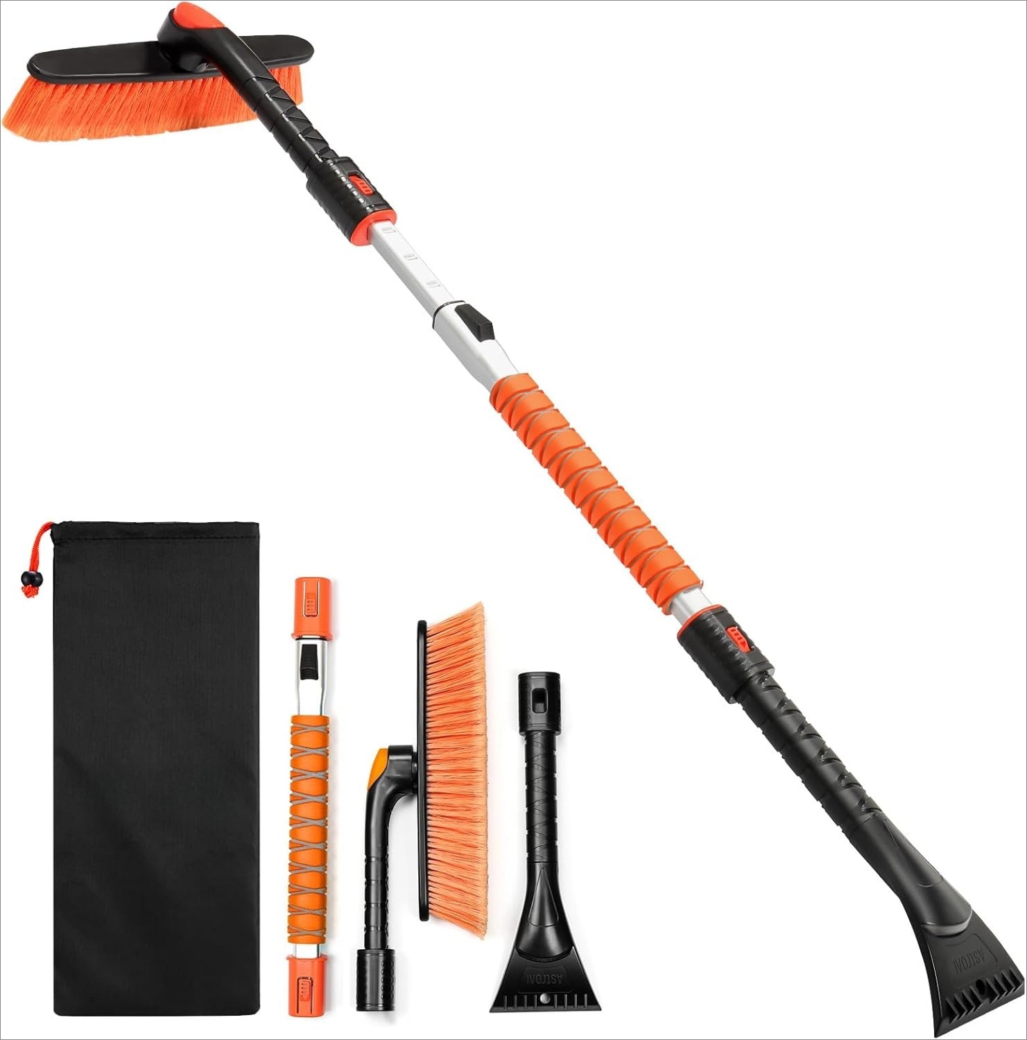 Ice Scrapers Extendable Snow Brush  Foam Grip and 360° Pivoting Brush Head