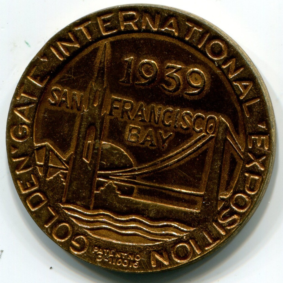 1939 CA Golden Gate International Exposition San Francisco Treasure Island Medal