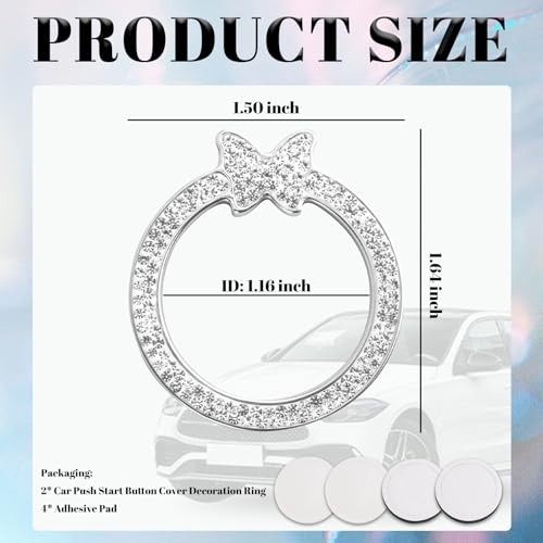 2PCS Bling Butterfly Car Engine Start Button Cover Ring,Car Push to Style 2