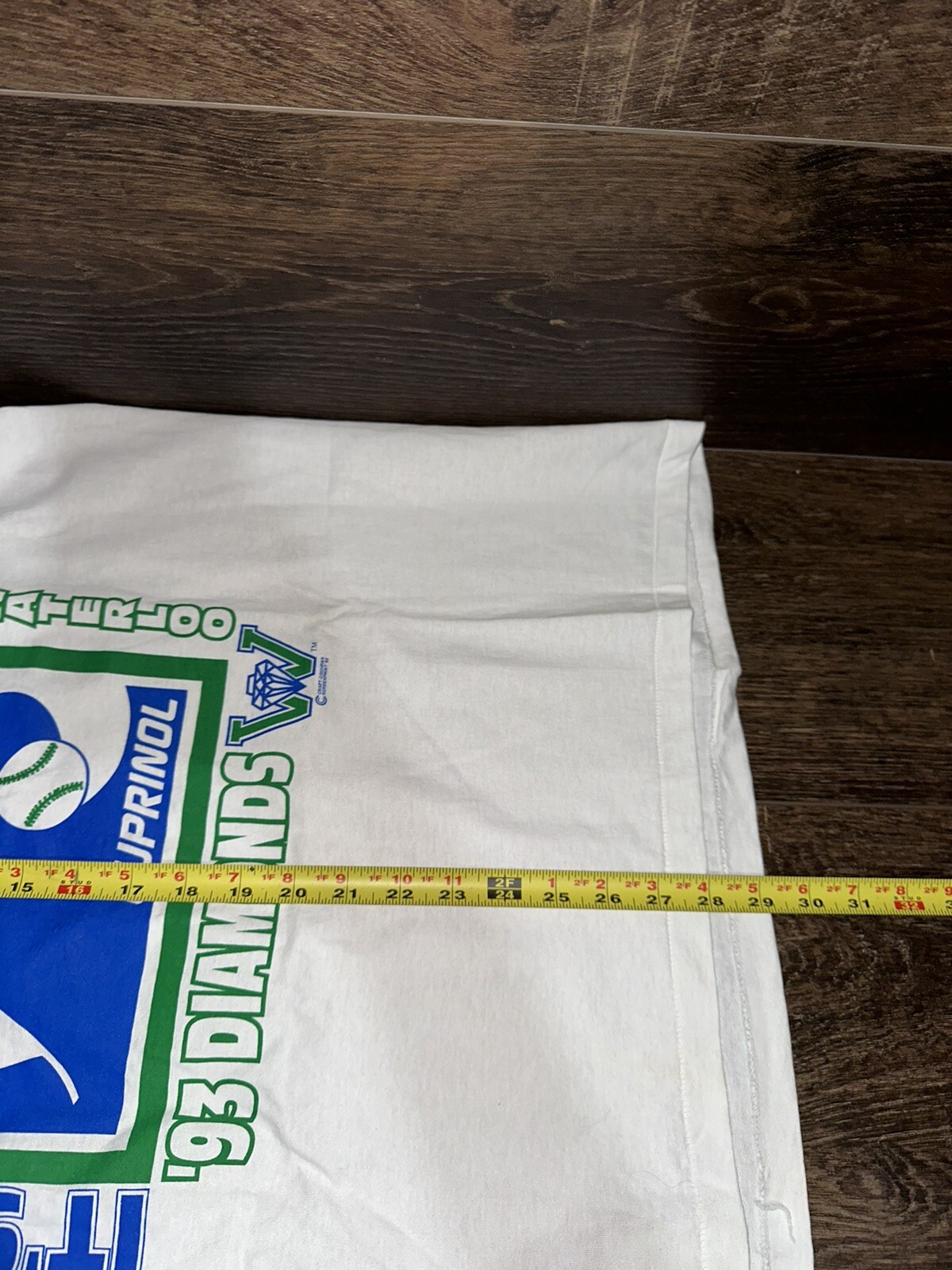 VTG 1993 Waterloo Diamonds T-Shirt Men's XL White Single Stitch Hanes 50/50 USA