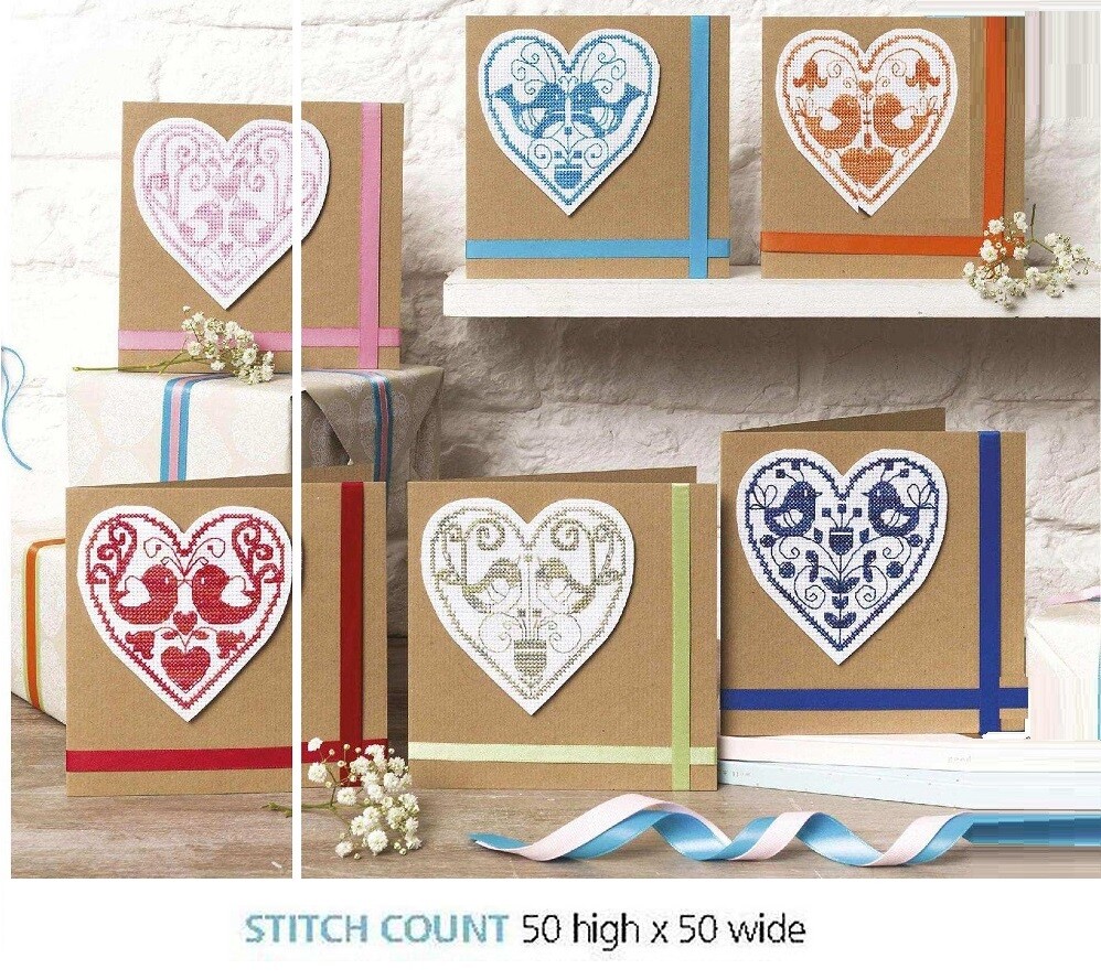 VARIEGATED HEARTS CARDS CROSS STITCH  PATTERN  ONLY    EQ - RQV