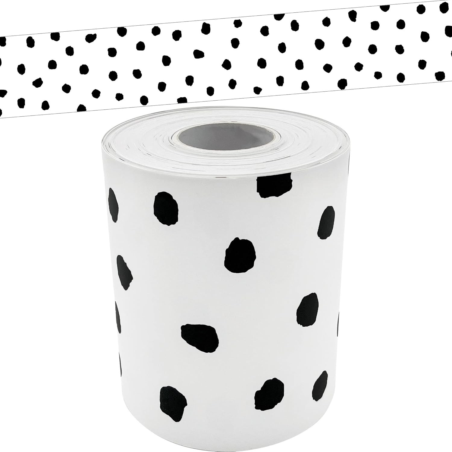 TCR Black Painted Dots White Border Trim 50ft for Classroom Decor