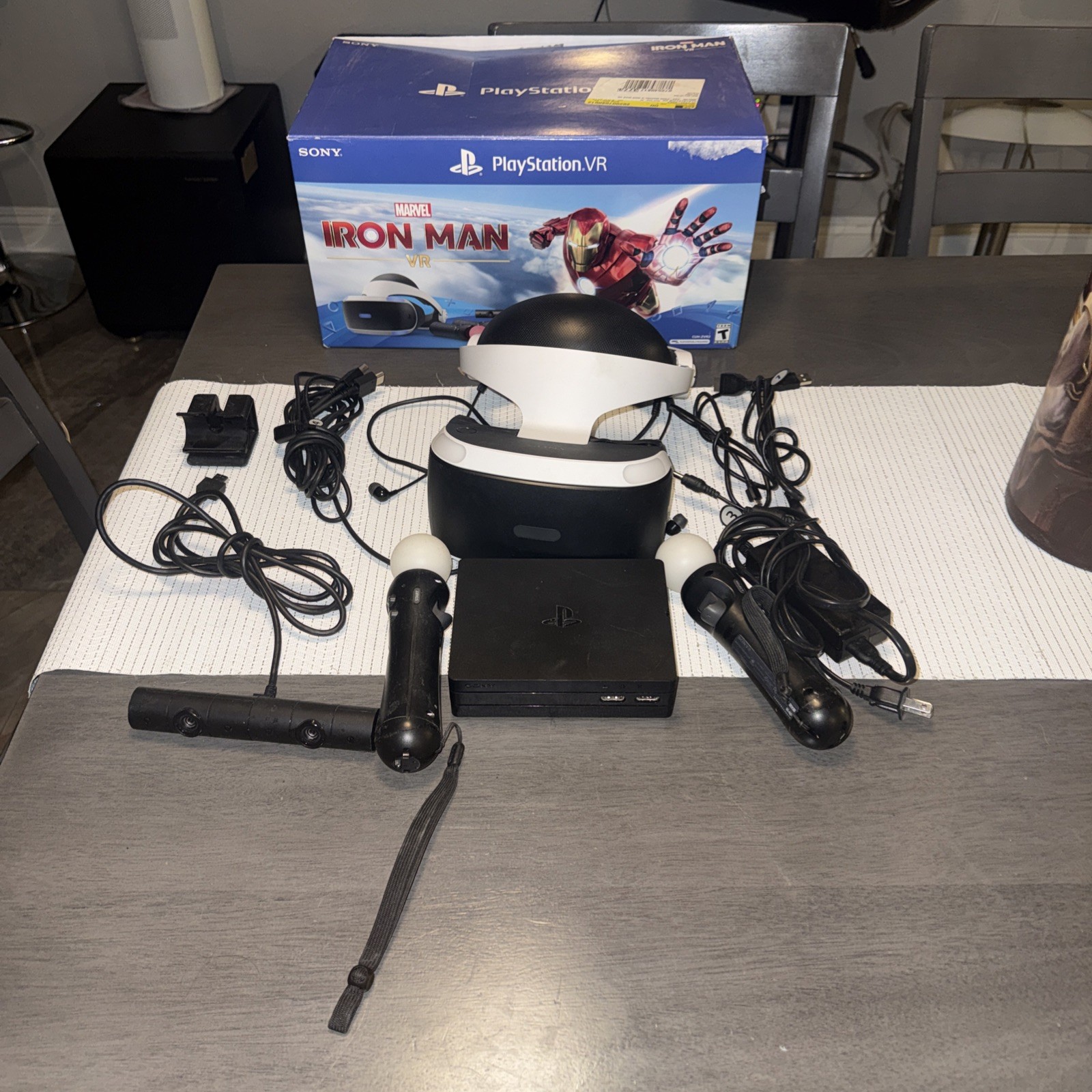 Sony PlayStation VR 1 Iron Man For PS4 All Cables, Controllers, &Camera No Game