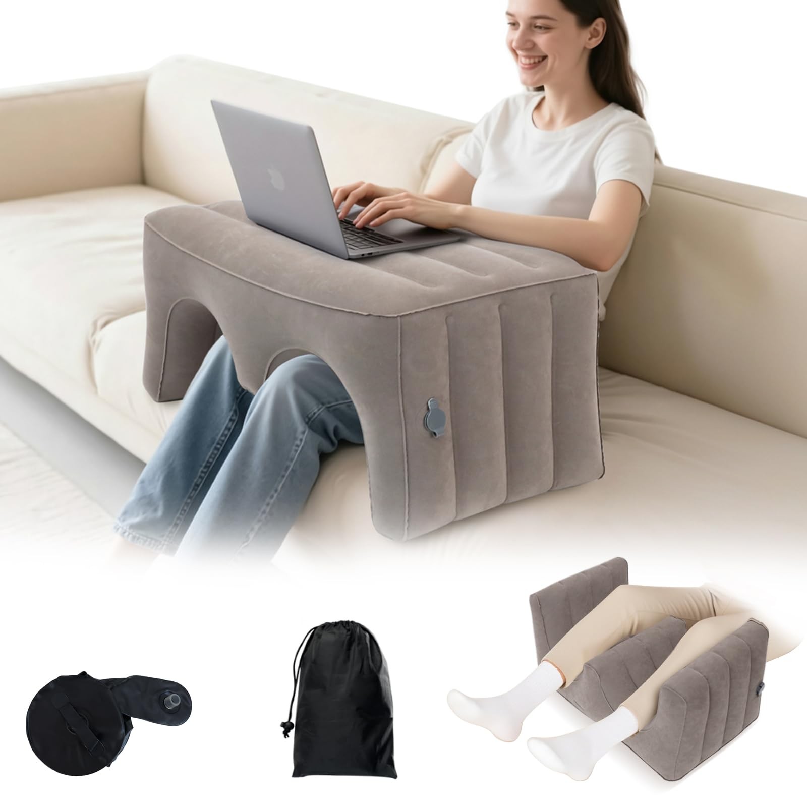 Inflatable Reading Pillow, Laptop Lap Desk with Inflatable Bag, Adjustable Ga...