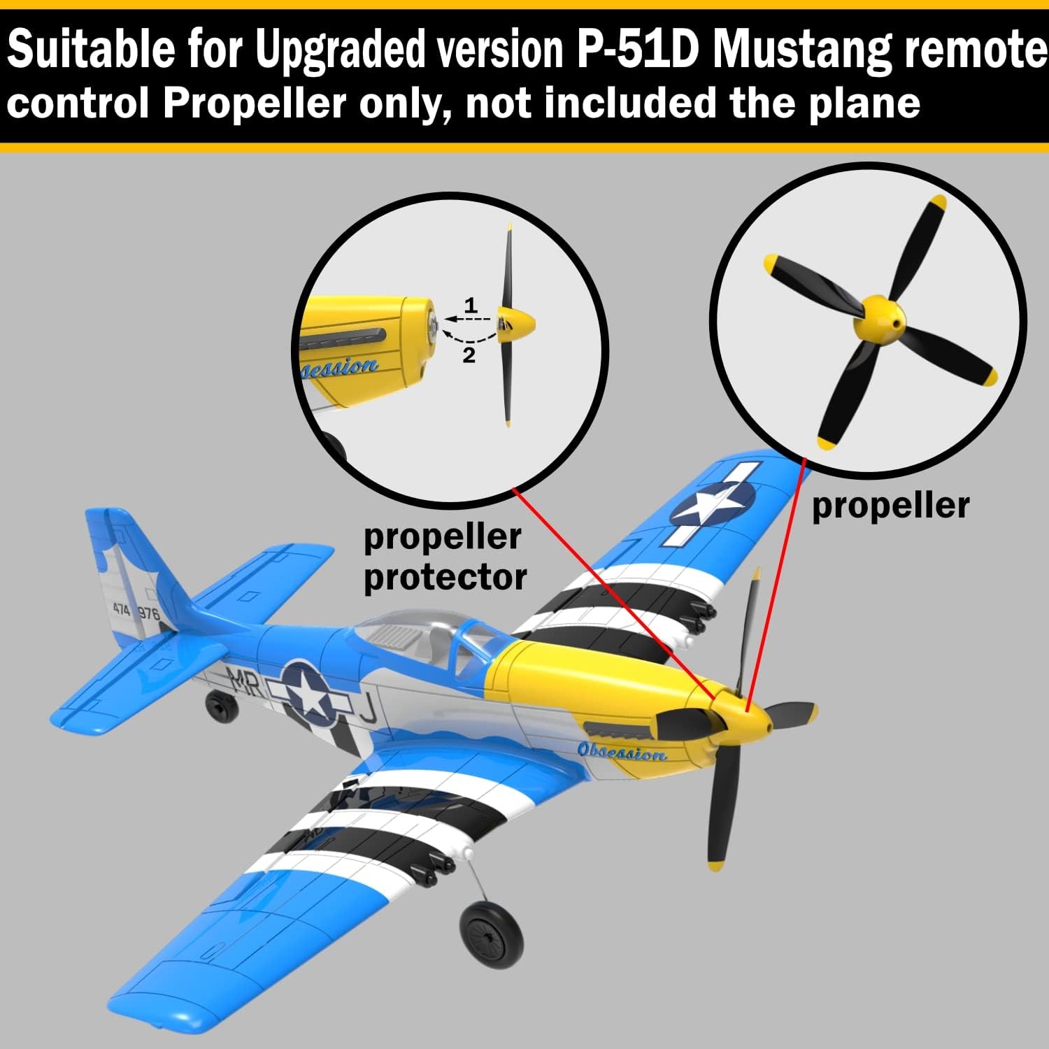 LEAMBE 3 Sets of 4-Blade Propeller Spare RC Plane Propellers Compatible with...