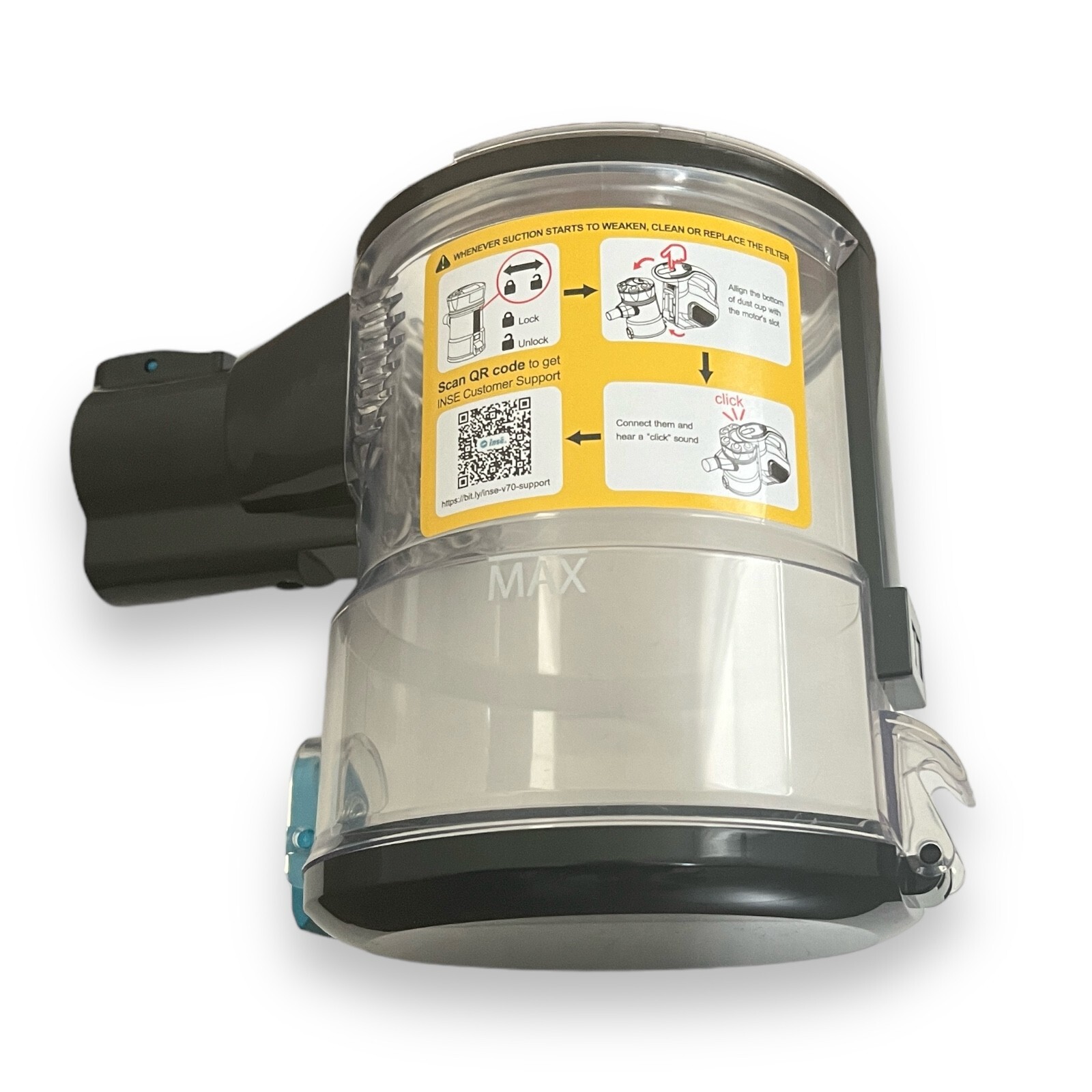 Genuine INSE V70 Cordless Vacuum DUST CUP BIN Replacement Part - Light Blue