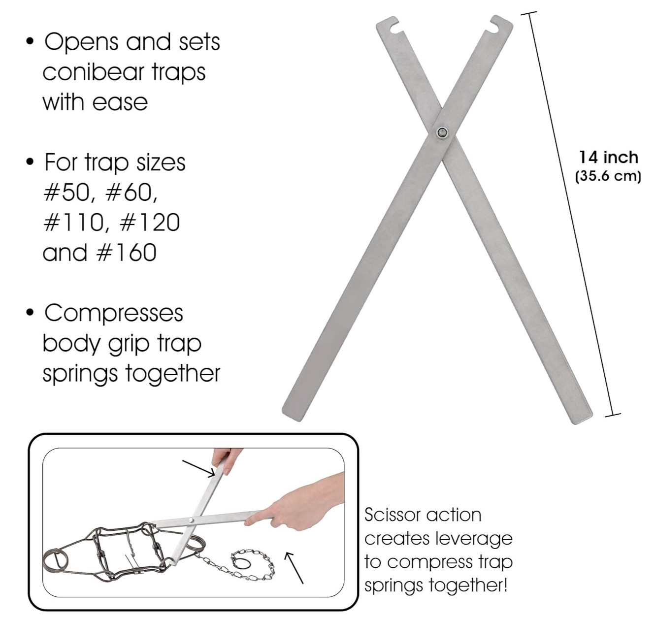 Cold Creek Body Trap Set Tool - 14 Inch Aluminum Body Grip Setting Tongs