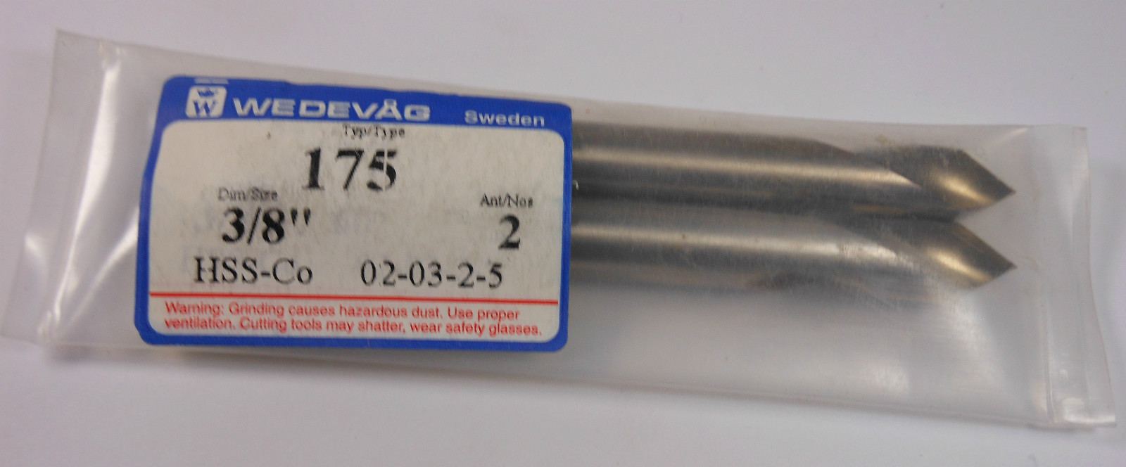 WEDEVAG Cobalt Countersinks 3/8" 2FL 60° Type 175 (2 Pcs)