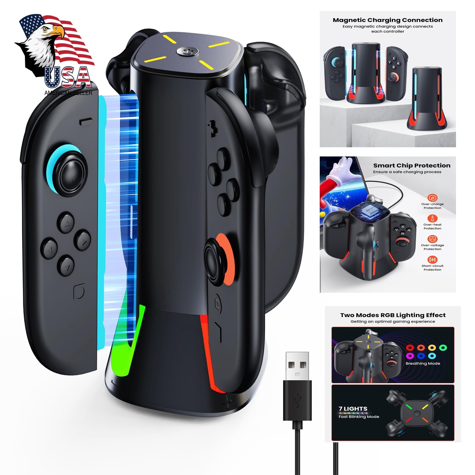 GEEKERA Switch 4-in-1 Charger Black