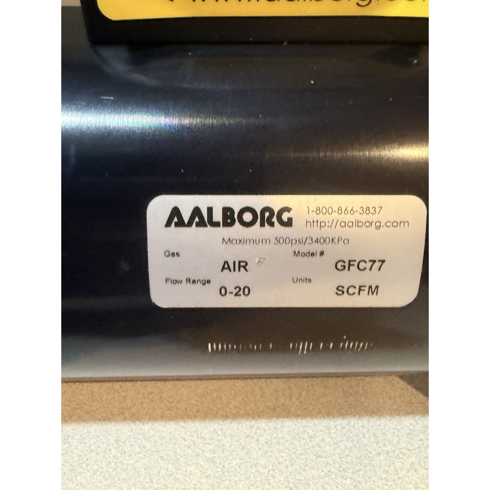 AALBORG Air Mass Flow Controller Meter Flow Range 0-20 Model GFC77 SCFM