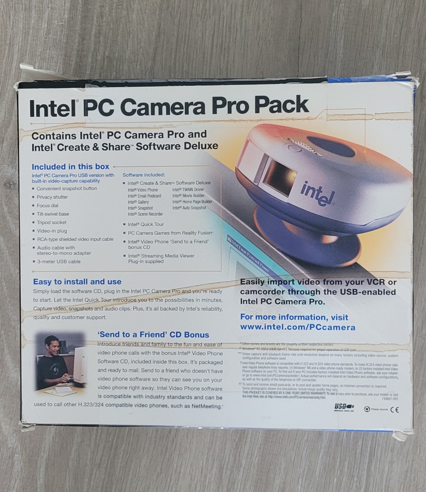 Vintage Intel PC Camera Pro Pack USB Webcam w/ Box Software