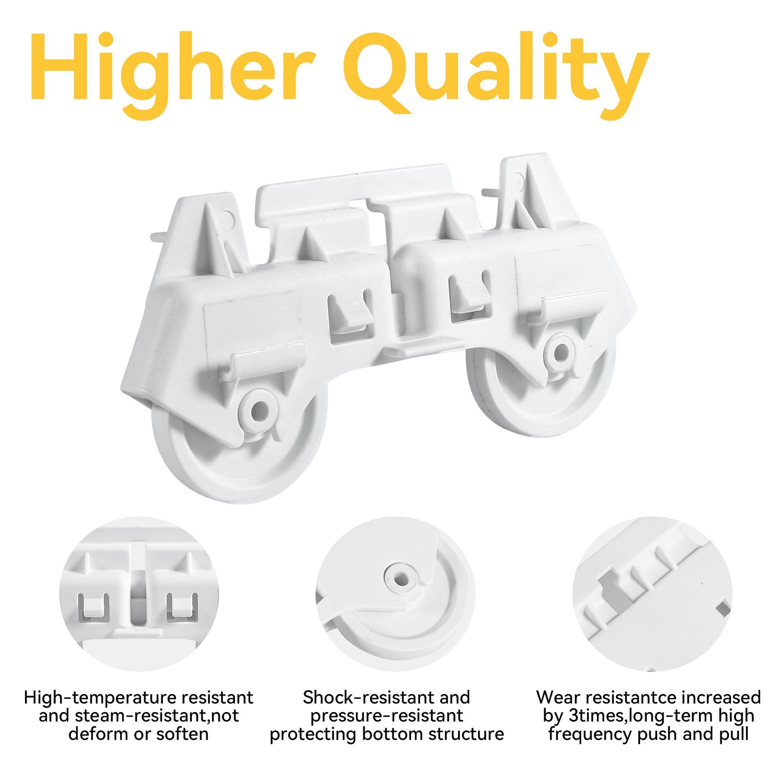 WPW10082868 Dishwasher Lower Rack Wheel Roller Assembly, Easy Snap...