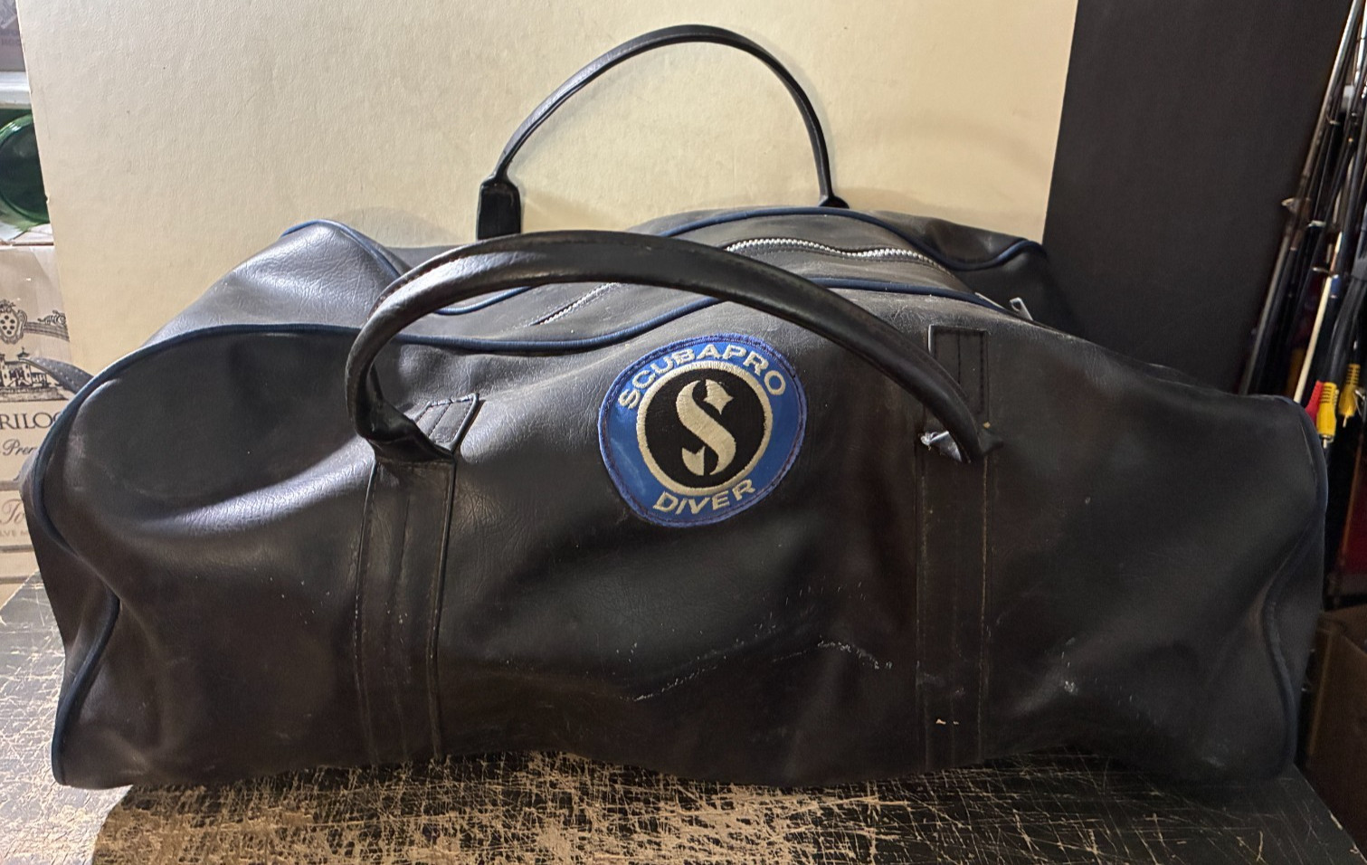 Vintage Scubapro Diver Zippered Canvas Rubber Duffel Carry Travel Bag~ Free Ship