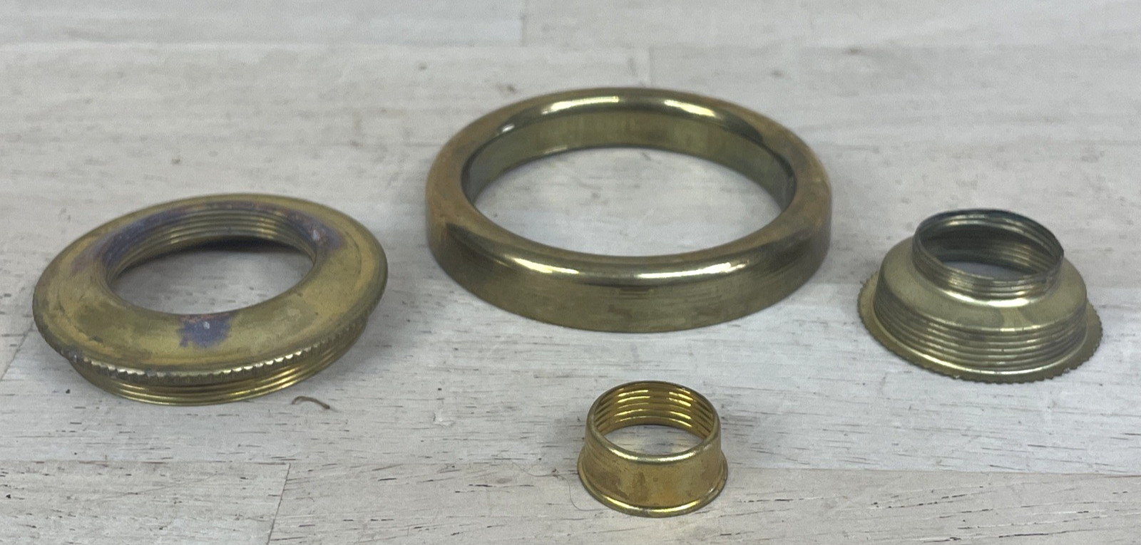 Brass Oil Lamp Parts Lot of 4 Reducer Cap Collar UNUSED Mixed