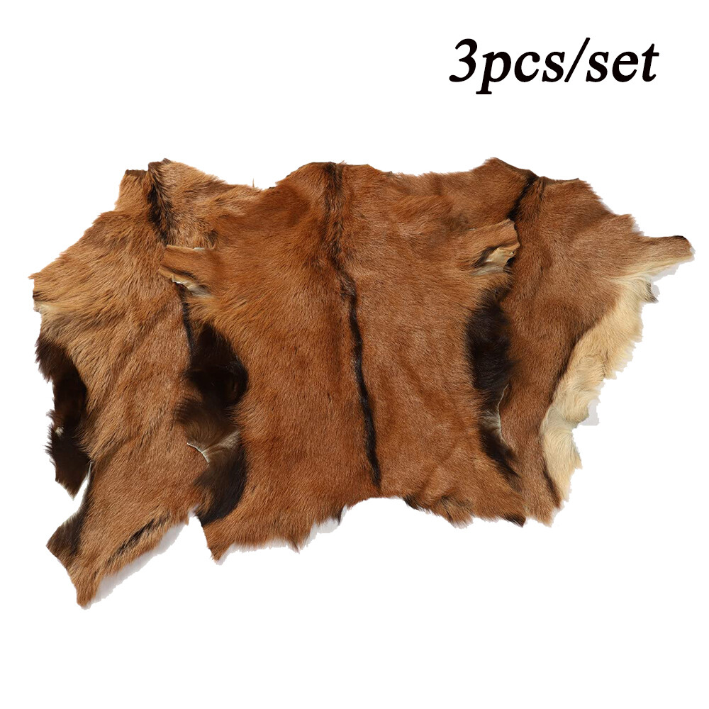 3 Pieces Real Goat Hide Skin Fur Pelt Rug Tanned Leather Clothing Accessories