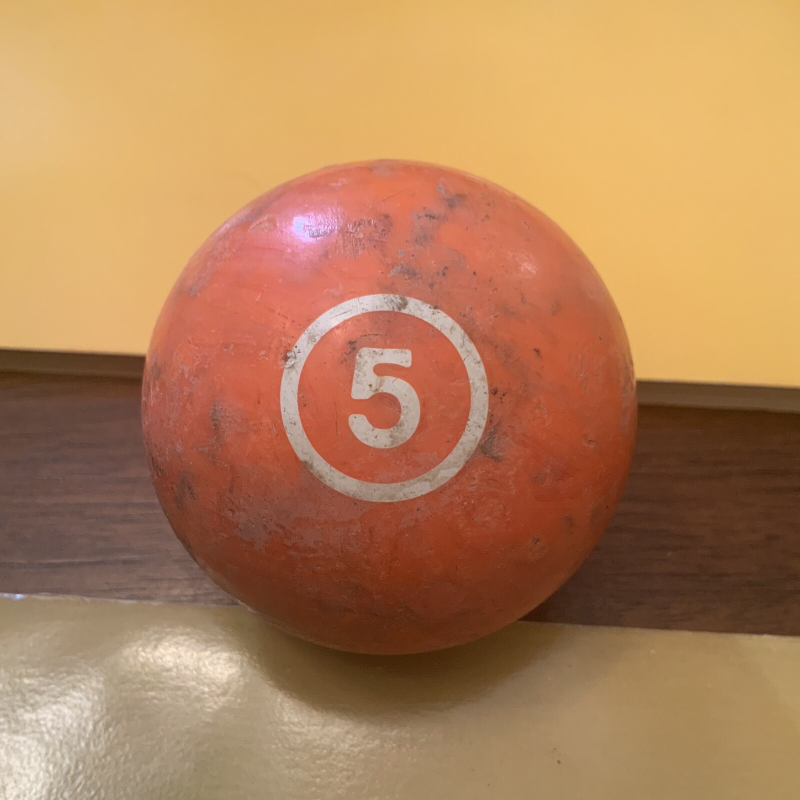 Vtg Billard Pool Ball #5 Orange White Brunswick? Hyatt? Old