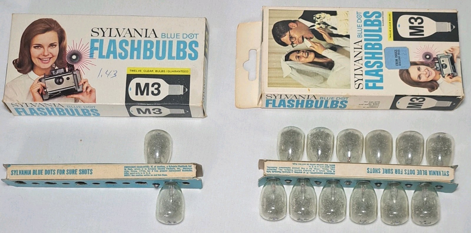 Sylvania Blue Dot Flash Bulb Lot Of 13 M3 W/ Box Vintage Camera Parts