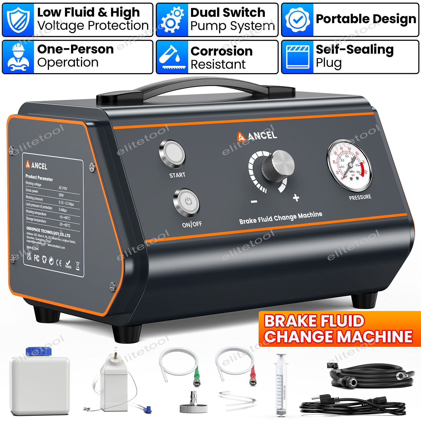 ANCEL BR1000 Professional Brake Bleeder Kit Car Brake Fluid Change Machine