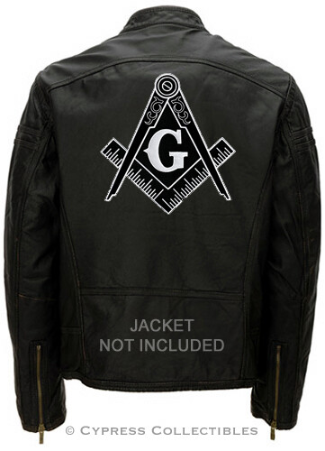 LARGE MASONIC PATCH BLACK embroidered iron-on FREEMASON SQUARE COMPASS MASON BIG