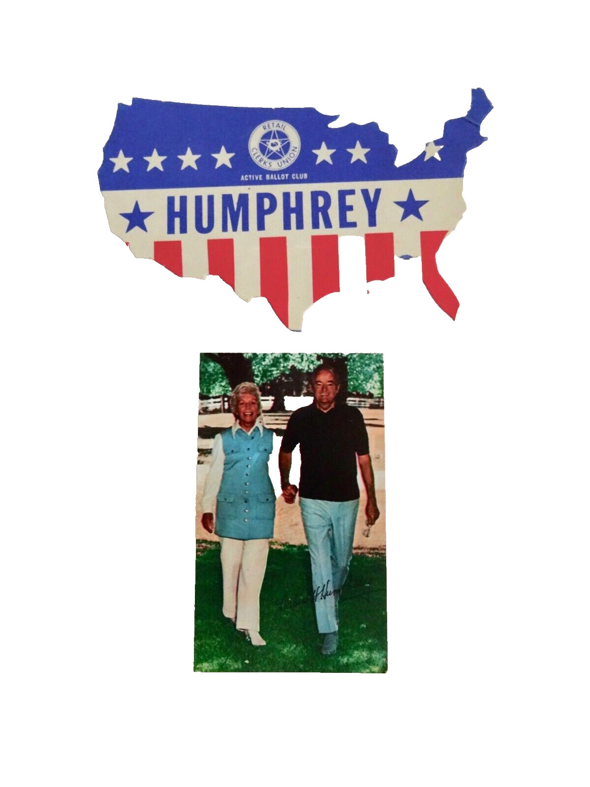 hUMPHREY 4 PRESIDENT USA POLITICAL STICKER PHOTO CARD VOTE MAY VINTAGE neocurio