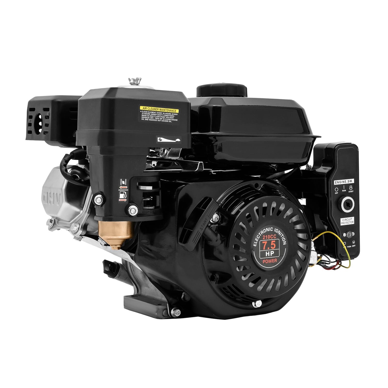 7.5HP 4 Stroke Gas Engine 210CC OHV Horizontal Pull Start Multi-Use