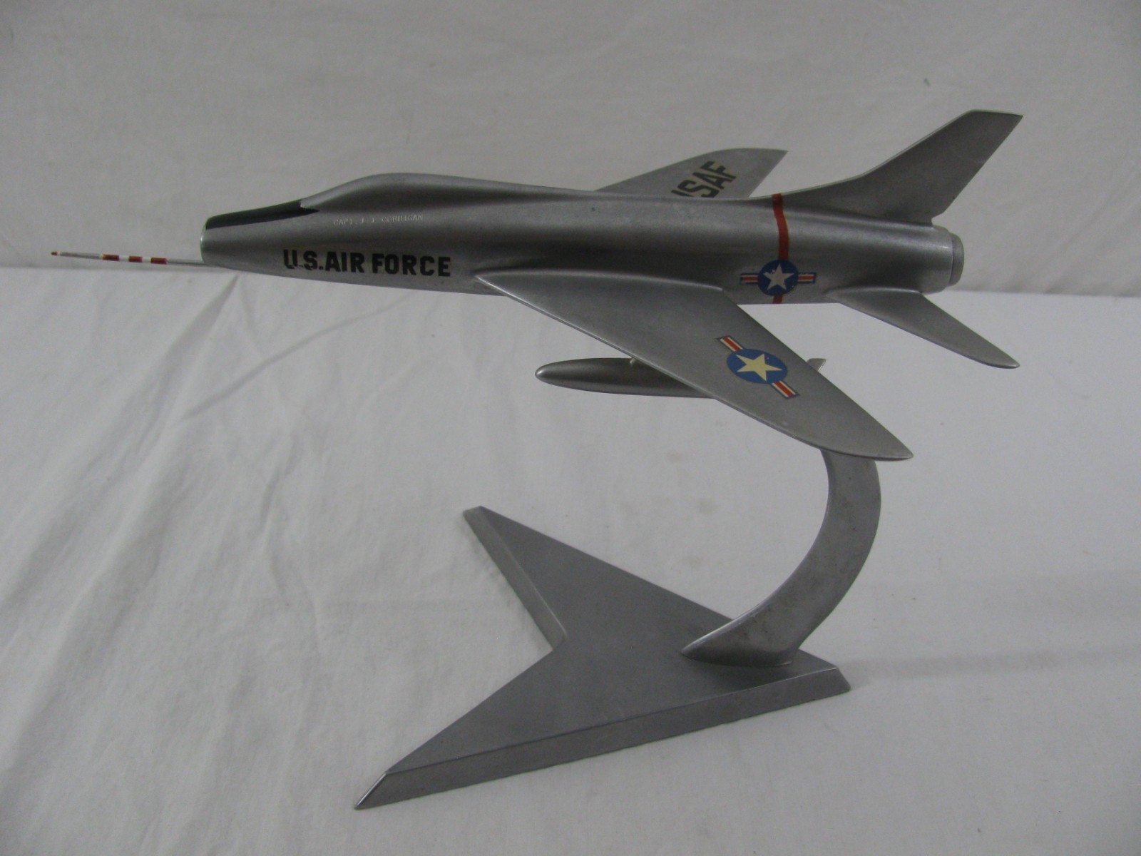 Fomaer Aluminum USAF North American F-100 Super Sabre Airplane Desk Model EX
