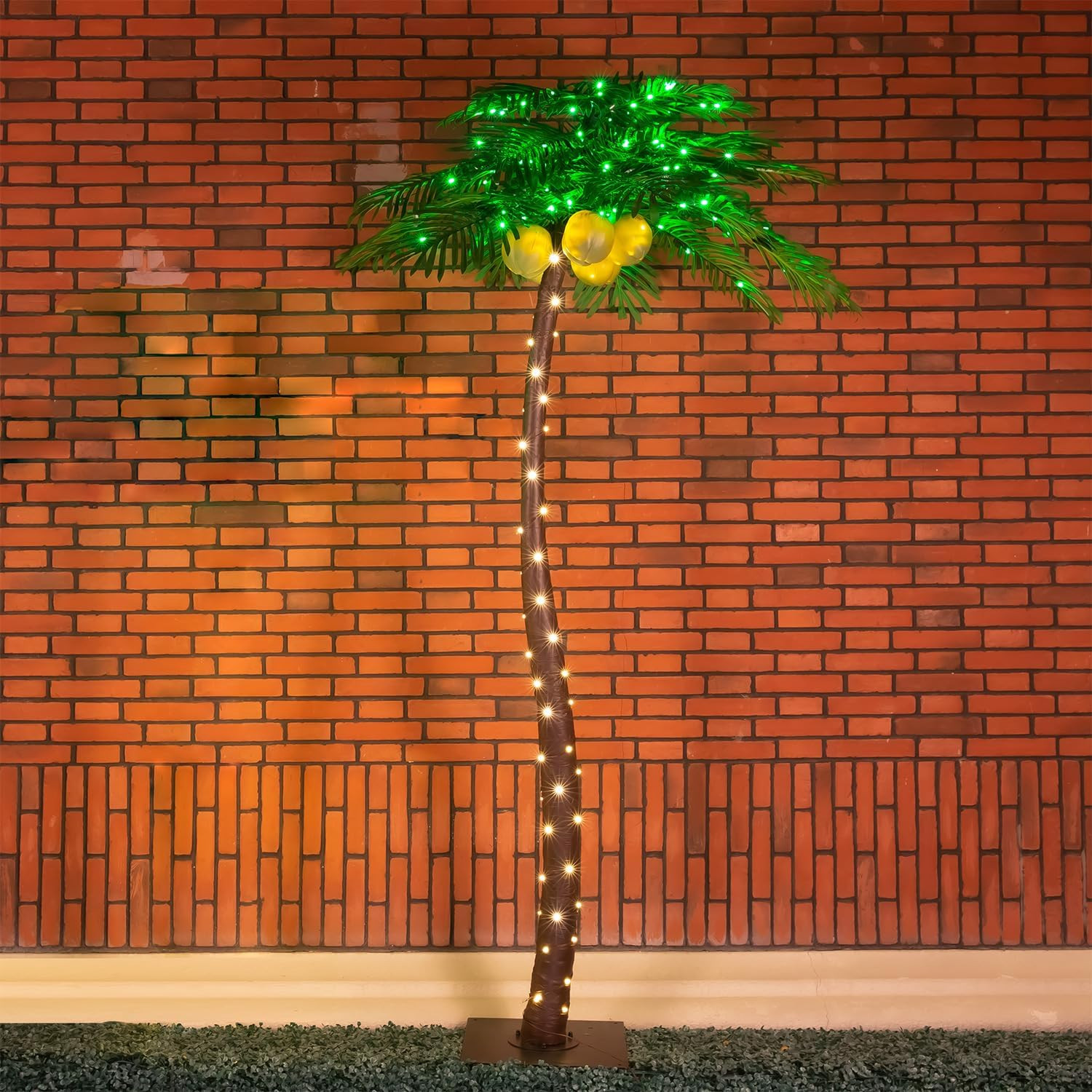 7ft Lighted Palm Tree with Glowing Coconuts - Dimmable, UL Certified, Waterproof