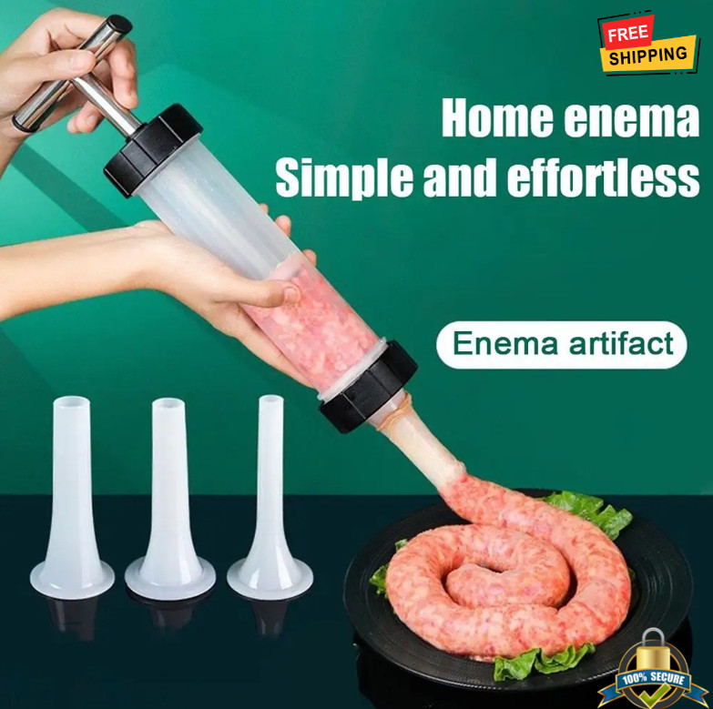 Manual Sausage Stuffer – Homemade Sausage Maker with 3 Funnels Meat Injector
