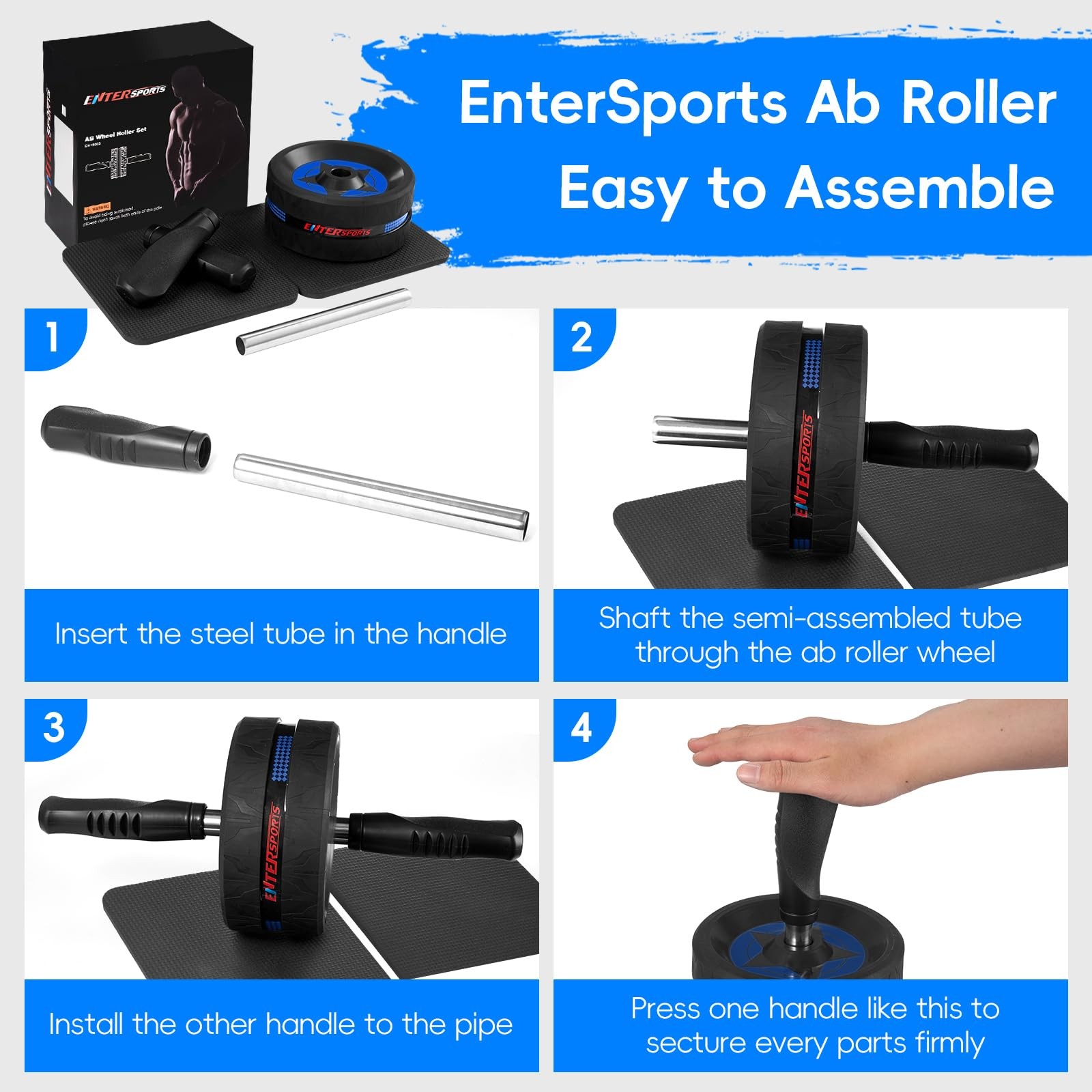Ab Roller Wheel for Abs Workout - Abdominal Exercise Equipment with 2 Knee Pads