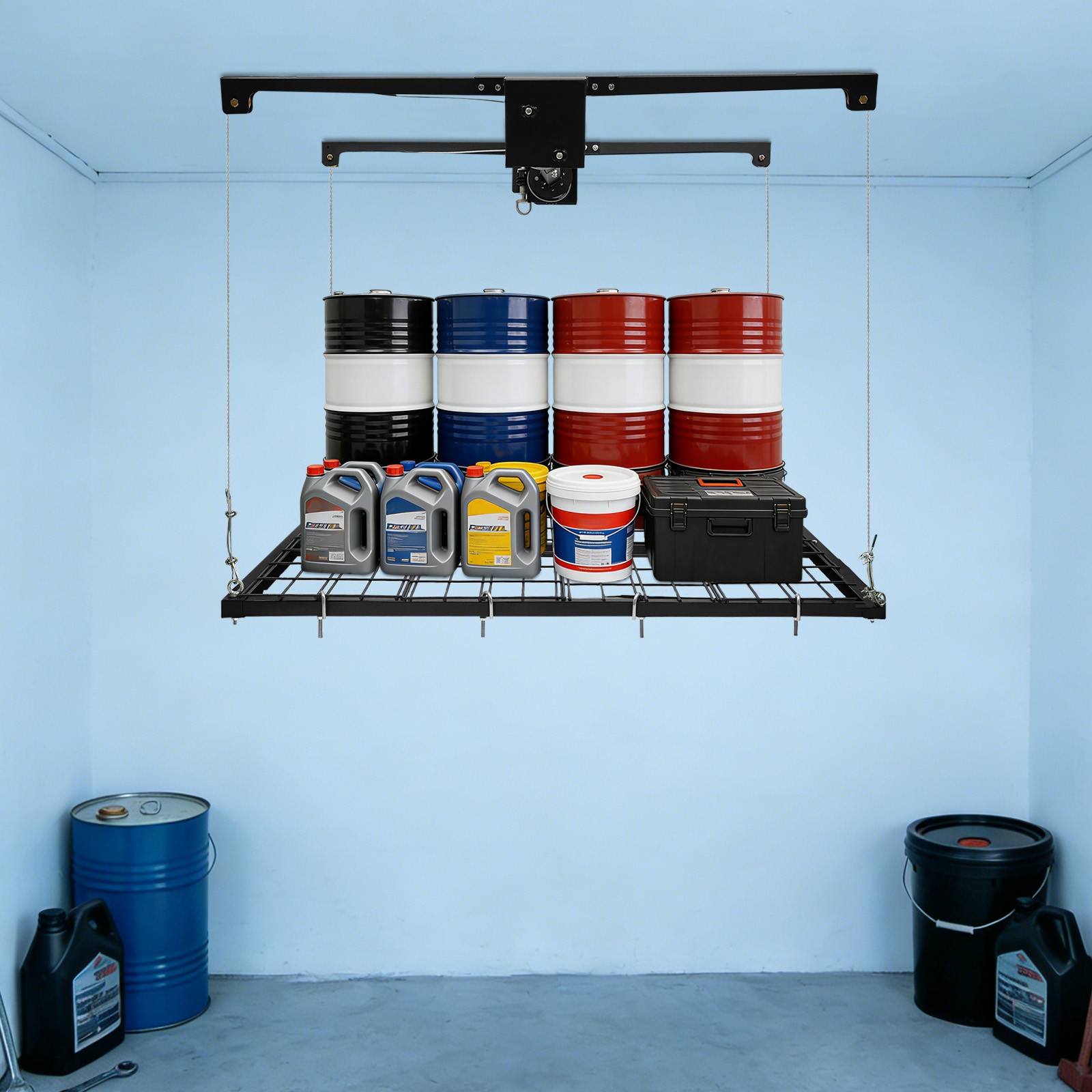 Overhead Garage Lifting Storage Steel Rack Organization Unit Adjustable Height