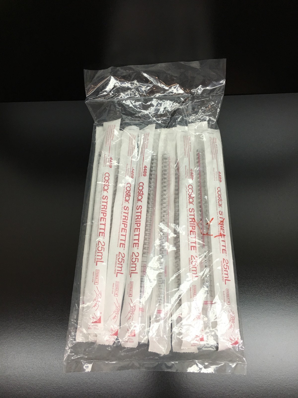 Corning Costar REF 4489 Stripette Serological Pipettes Various 25mL Lot 11 PCS