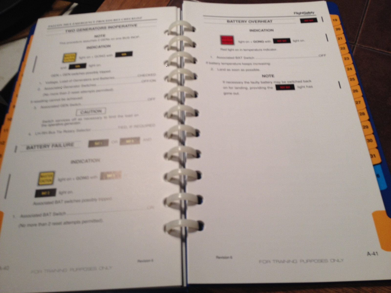 Falcon 50EX Emergency Abnormal Procedures Pilot Checklist