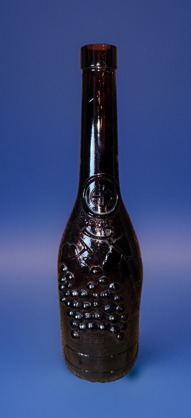 Vintage Morey Mallorca Distillery Embossed Grape & Leave  Amber Glass Bottle 12"