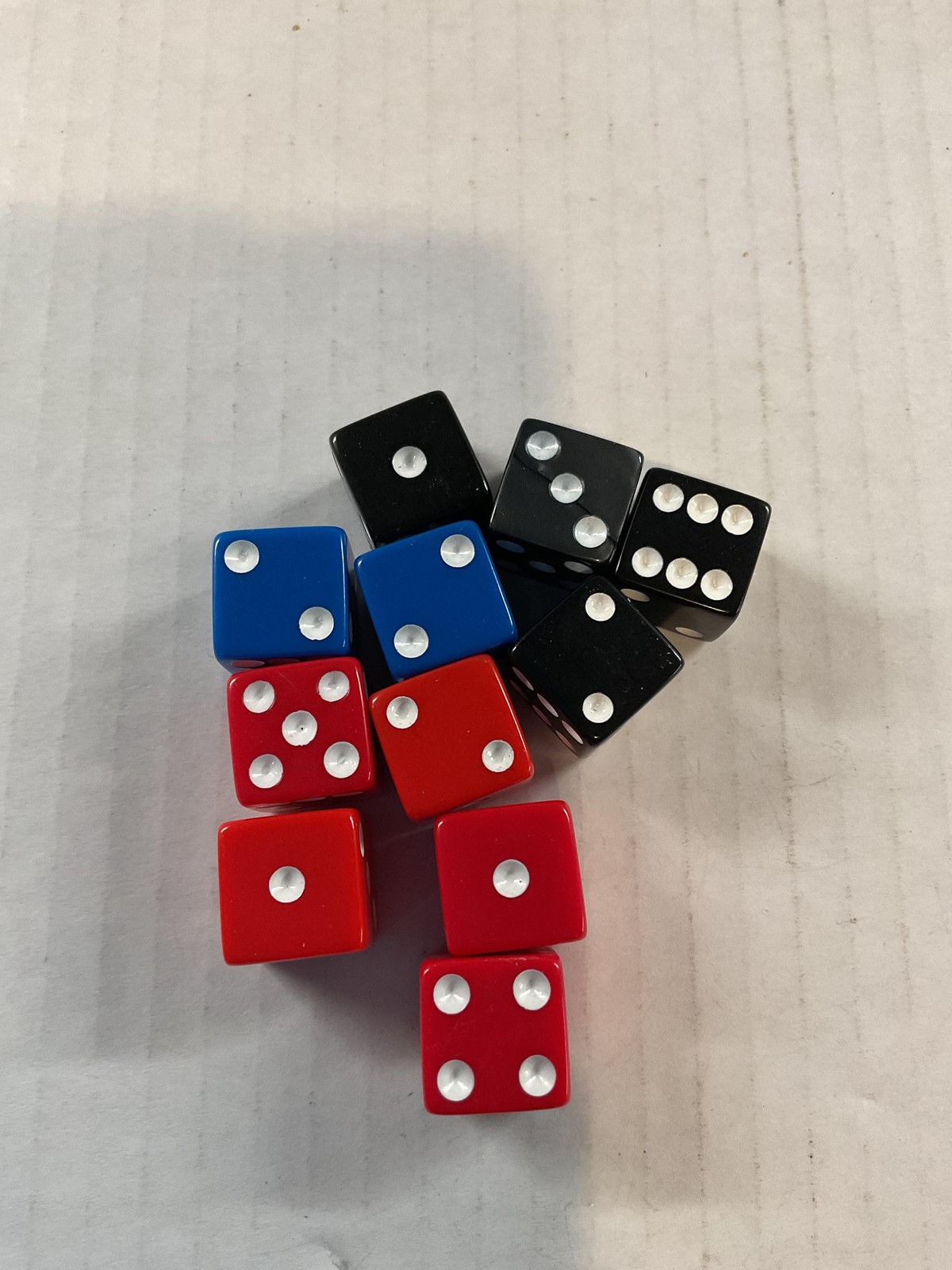 Red Blue Black 6-Sided Dice Set 11pc Tabletop RPG Gaming Dice Bagged Loose