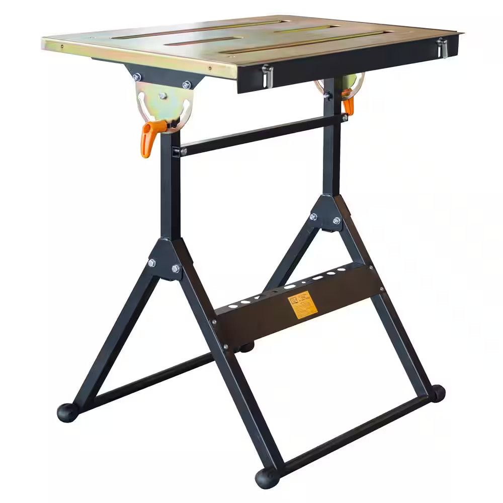 30 In. X 22 In. Foldable Flameproof Steel Welding Table with Adjustable Tilt Top