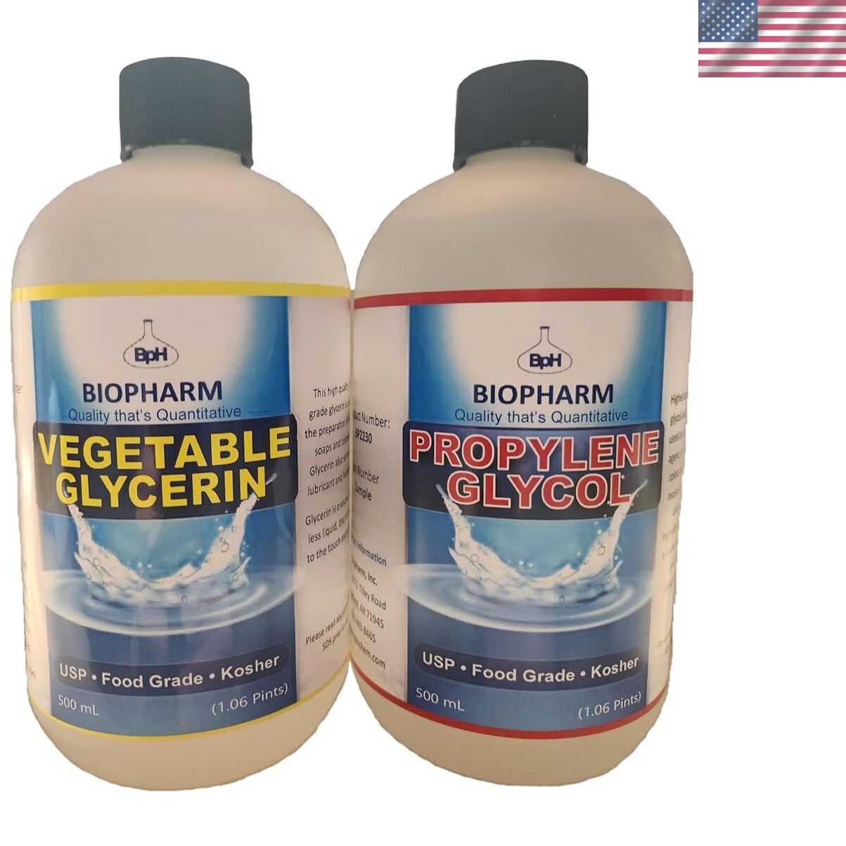 Versatile Propylene Glycol & Vegetable Glycerin Liquids with Dispensing Caps