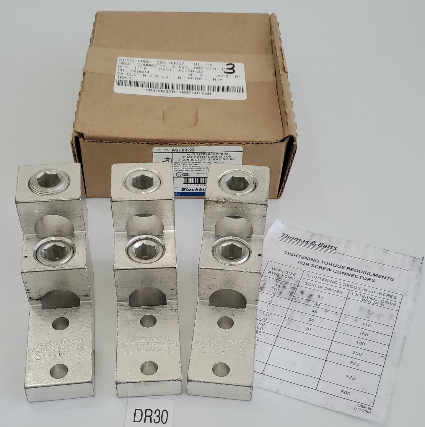 *NEW* LOT OF 3 Thomas & Betts ASL60-22 Alcul(TM) Aluminum Dual Rated Connectors