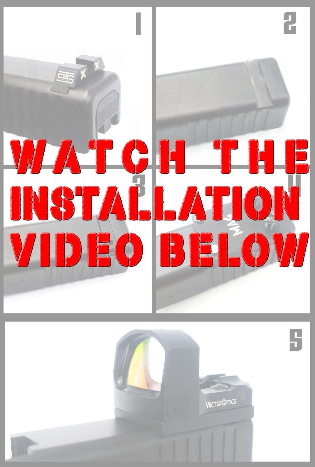 REAR SIGHT OPTIC MOUNTING ADAPTER PLATE INSTALL RMR OPTIC TO GLOCK AND DAGGER