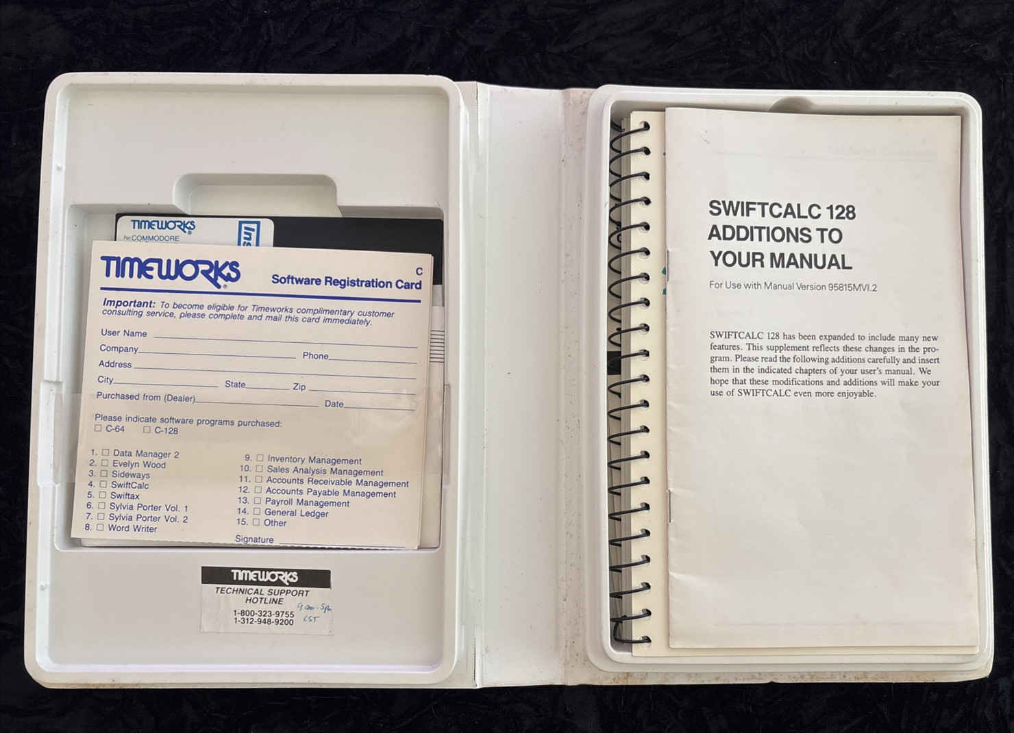 SwiftCalc 128 with Sideways | Timeworks 1983 | Commodore | Untested